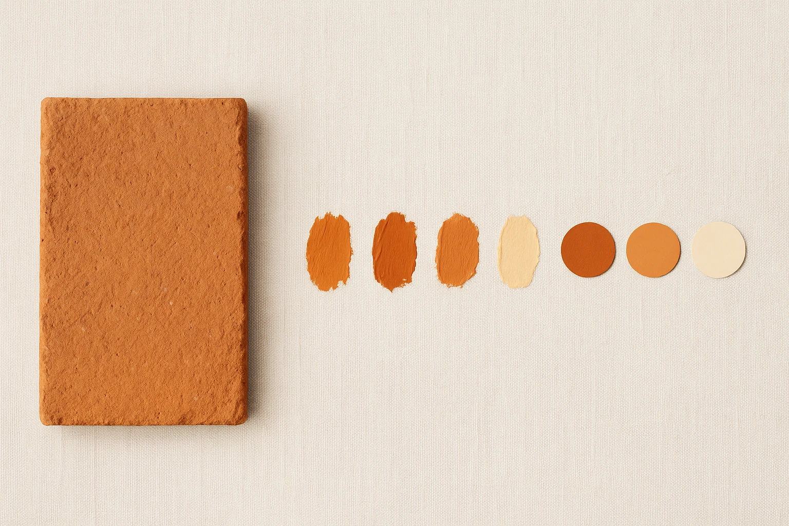 Side-by-side showing a terracotta texture photograph, raw extracted color swatches, and a refined harmonized palette derived from the texture