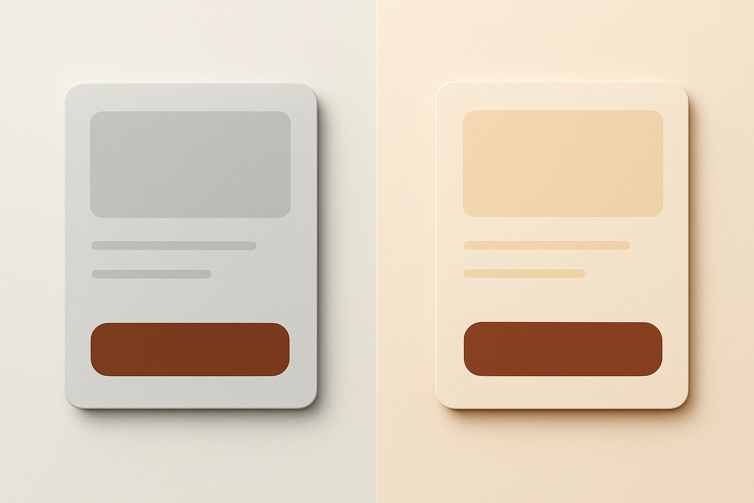 Side-by-side comparison of brown paired with cool gray neutrals versus warm neutrals, showing how warm-shifted grays create harmony while cool grays create chromatic clash