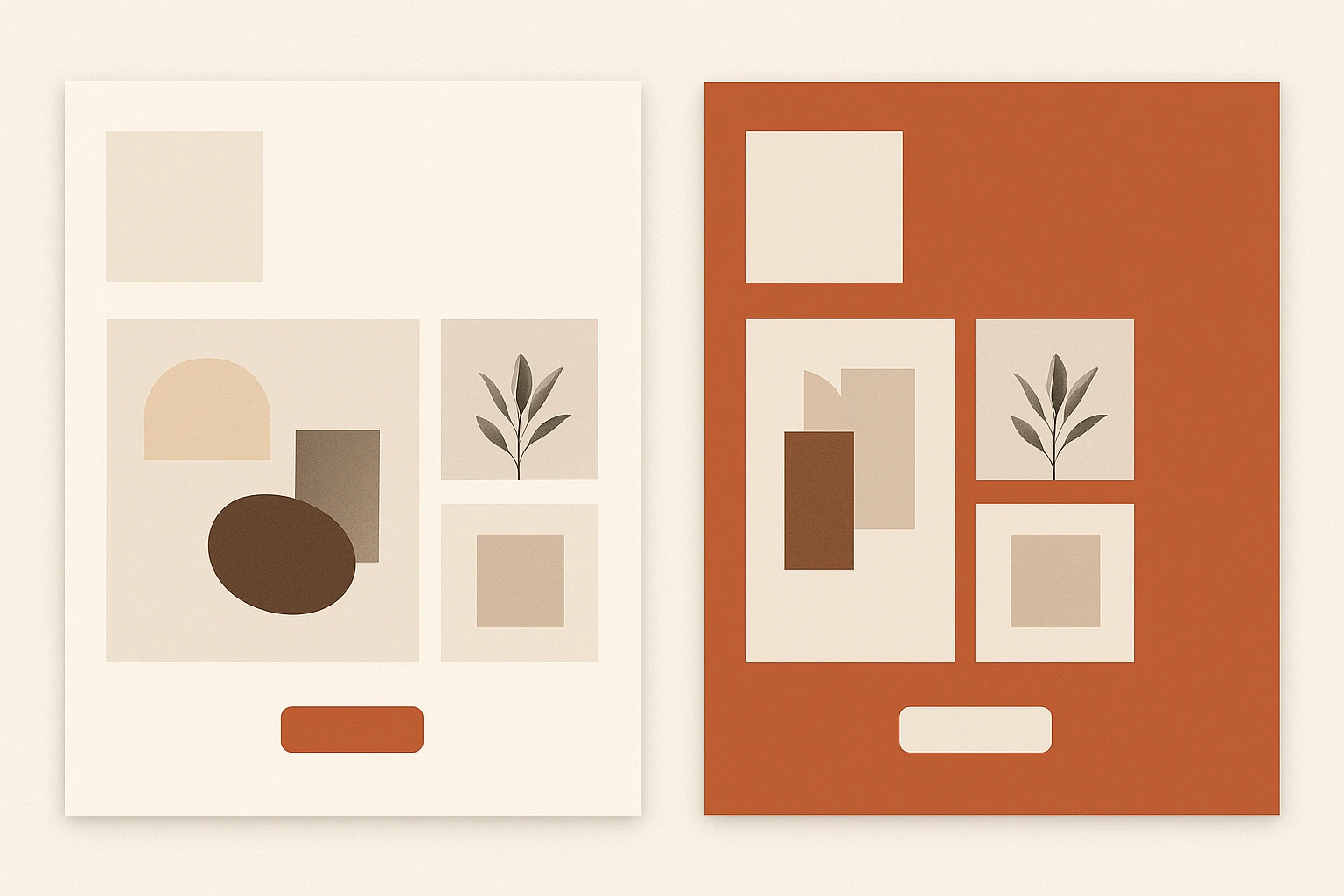 Side-by-side comparison showing correct minimal use of accent color versus overuse of the same accent color in a portfolio layout