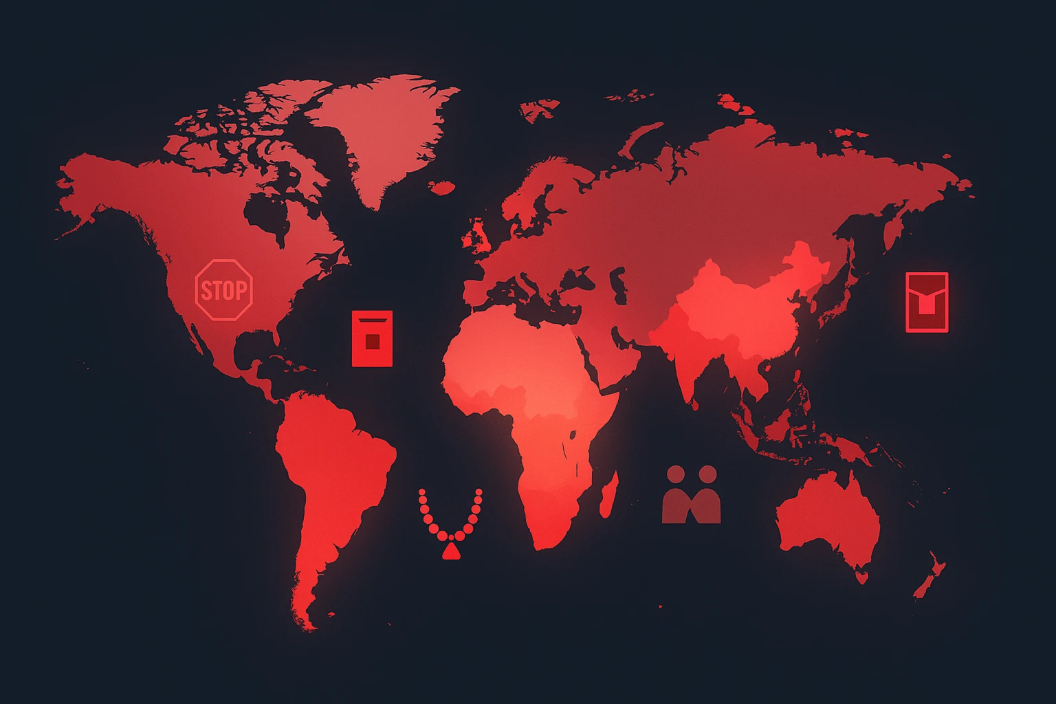 World map infographic illustrating how the color red carries different cultural meanings across major regions, from danger in the West to prosperity in China to auspiciousness in India
