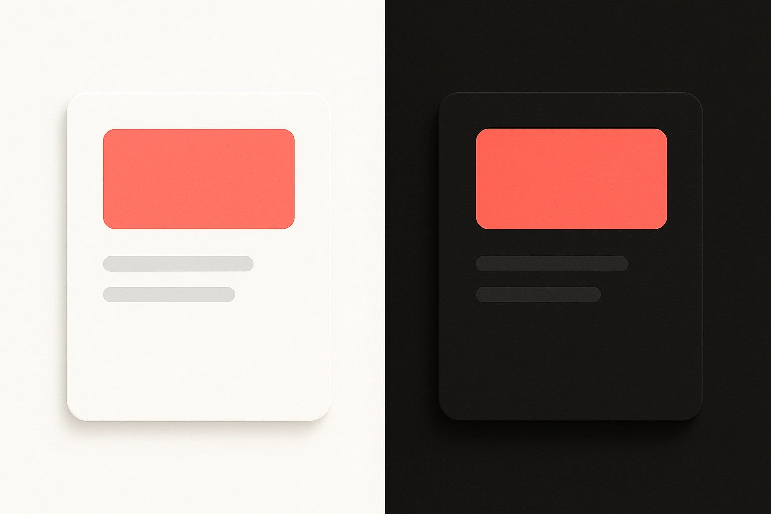 Side-by-side comparison of a UI component in light mode and dark mode showing how the same accent color appears more vivid and intense against a dark background due to the Hunt effect and surround contrast differences