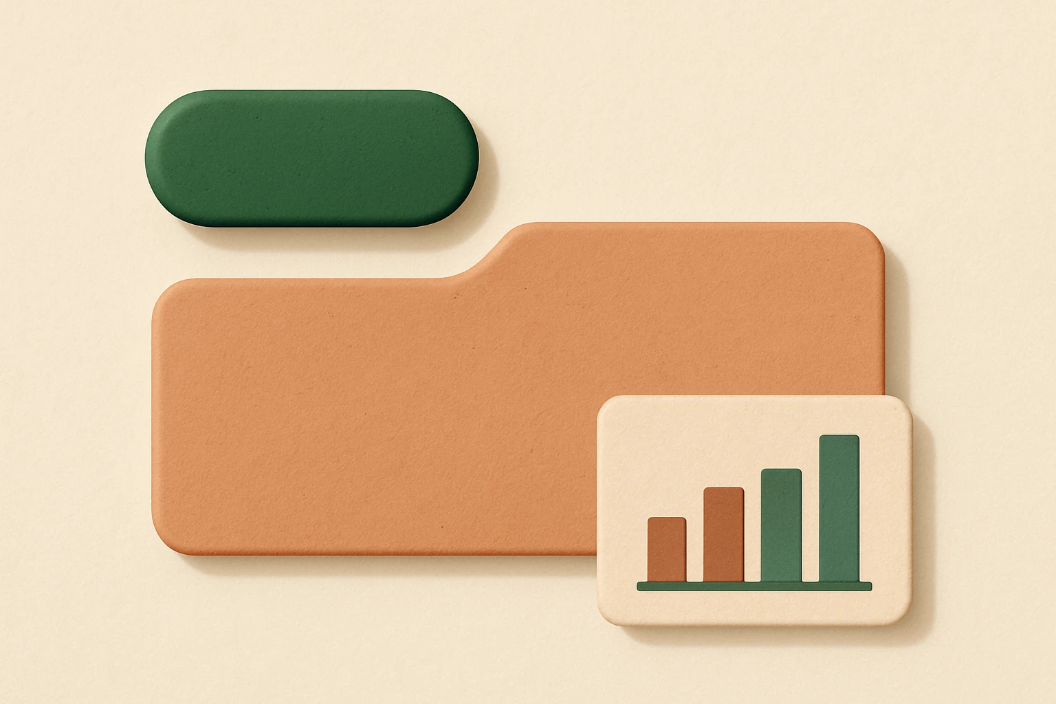 UI components including a button, card, and bar chart rendered in the Clay and Canopy biophilic color palette with warm earth tones and organic styling